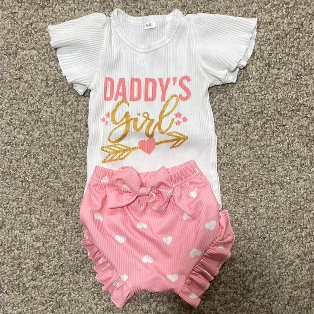 Daddy's Girl White and Pink Outfit